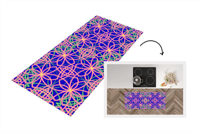 Keukenloper - Loper keuken - Bloemen - Neon - Patroon - 120x50 cm - Keukenloper vinyl