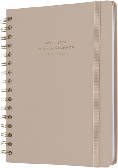 A5 Academisch Dagboek 2025-2026 - Misty Beige | Planners Voor Studenten, Stickers & Schoolbenodigdheden
