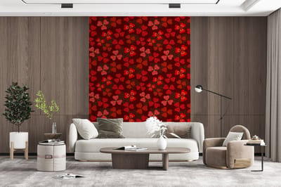 Behang - Fotobehang Patroon - Klaver - Rood - Breedte 165 cm x hoogte 220 cm