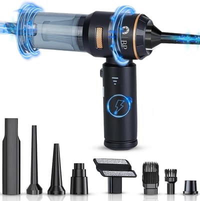 BP® 2-in-1 Air Duster - Perslucht Airduster - Blazen & Zuigen - Air Duster - Compressed Air - Auto Stofzuiger - Kruimelzuiger - Handstofzuiger - Luchtpomp - Computer Schoonmaakartikelen - Draadloos & Oplaadbaar -9 Opzetstukken