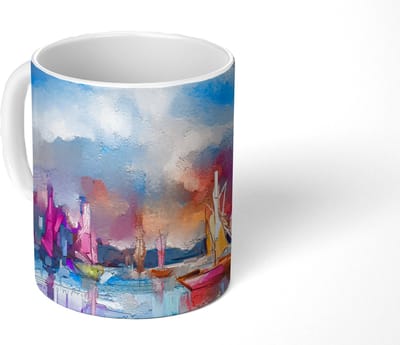 Mok - Koffiemok - Schilderij - Boten - Water - Mokken - 350 ML - Beker - Koffiemokken - Theemok