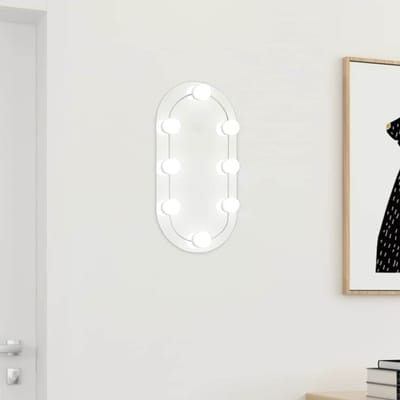 vidaXL - Spiegel - met - LED-verlichting - 40x20 - cm - glas - ovaal