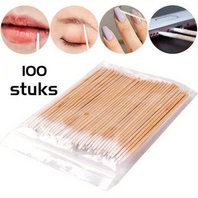 DW4Trading Spitse Wattenstaafjes voor Make-Up Toepassingen - Hout - 100 stuks