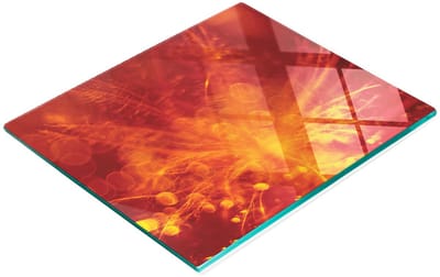 Stijlvol en duurzaam glazen bord met oranje bloemenprint, 60x52 cm