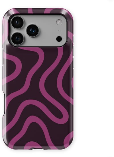 DripCase Curvy Lines Hoesje geschikt voor iPhone 17 Pro | Backcover met Mag | Design Tough Case geschikt voor iPhone 17 Pro Velvet Mood