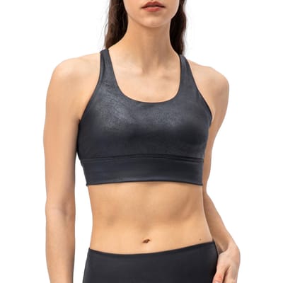 Dames Yoga BH Sport Workout Joggen Crop Tops Gewatteerd Zonder Beugel Casual Vest Zwart X-Large zwart