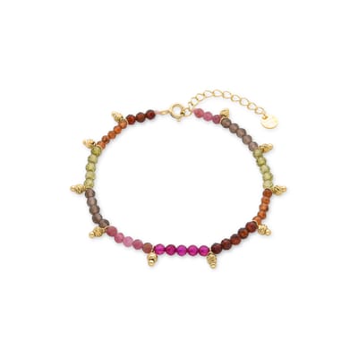 Luxenter 925 Sterling Zilveren Armband met Veelkleurig Kristal afgewerkt in 18K geel goud - Noi