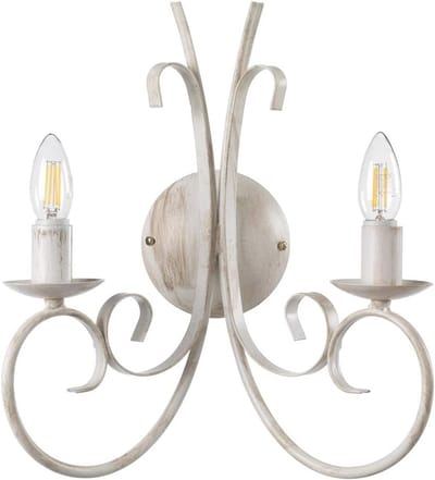 Wandlamp met 2 Lichtbronnen van Wit Metaal voor Elegante Verlichting