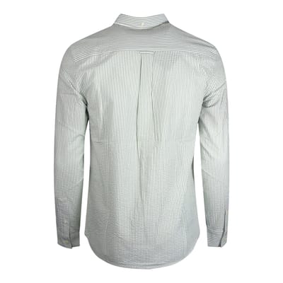 Lyle & Scott Seersucker Strike groen shirt met lange mouwen