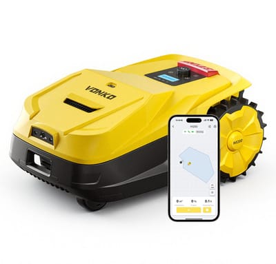 VONKO M200 Maairobot Zonder Begrenzingskabel, RTK+AI Vision, Automatische Kartering, Oppervlakte 800m², Max 1500m², 45% Hellingshoek, Slimme Obstakelvermijding, App-besturing