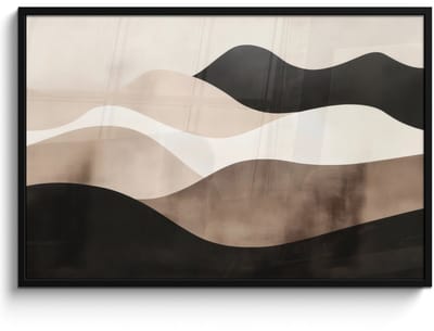 Poster in lijst - Fotolijst 120x80 cm - Posters - Abstract - Landschap - Golven - Crèmekleur - Posterlijst zwart - Decoratie - Wanddecoratie woonkamer - Muurdecoratie slaapkamer