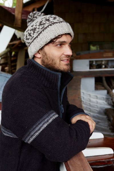Fort William - Muts - Beanie - Pompon - ingebreide patronen - 100% wol - Oatmeal - Fair trade