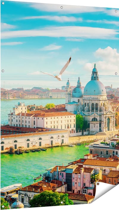 Gards Tuinposter Veneti� Stad vanuit Boven - 100x150 cm - Tuindoek - Tuindecoratie - Wanddecoratie buiten - Tuinschilderij