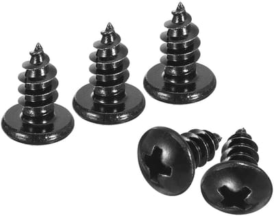 Dailygoods- Zelftappende Schroef 5 mm x 10 mm - 50 Stuks - Roestvrij Staal 304 - Zwarte Schroef - Ronde Kop - Volledige Schroefdraad - Bevestigingsschroef
