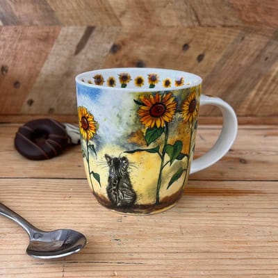 Alex Clark Mok Cat & Sunflowers ~ Kat en Zonnebloemen
