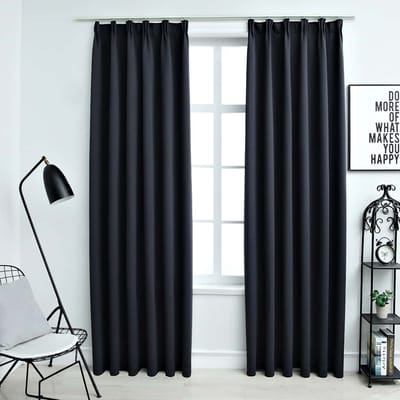 vidaXL - Gordijnen - verduisterend - met - haken - 2 - st - 140x175 - cm - antraciet