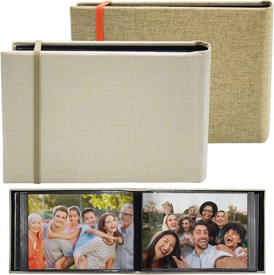 Dailygoods- Fotoalbum 2-pack - Insteekalbum 10x15 cm - Linnen Cover - 200 Foto's - Ideaal voor Reizen/Bruiloften - Perfect voor Herinneringen