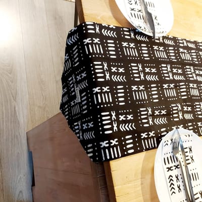 Handmade Table Runner | 160x35cm | African Print "Mudcloth" Bogolan Inspired Print Table Runner Made from 100% African Print Fabric |