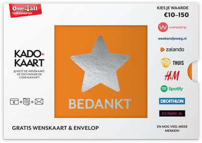 Kado+Kaart Dankjewel - Cadeaubon - 100 euro + cadeau-envelop