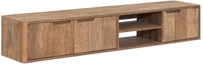 DTP Home Hanging TV stand Bliss No.2 medium, 3 doors, 2 open racks,30x170x35 cm | TEAKWOOD top