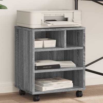 vidaXL - Printerkastje - met - wielen - 41x32x48 - cm - grijs - sonoma - eikenkleur