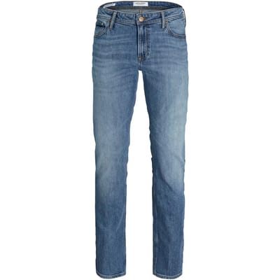 Jack & Jones blauwe heren jeans   Clark   Stonewash wassing   Regular fit   Knoop- en ritssluiting   Duurzaam   Regular waist Blauw 32/32
