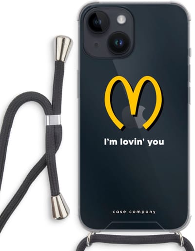 Case Company® - Hoesje met koord geschikt voor iPhone 14 hoesje met Koord - I'm lovin' you - Telefoonhoesje met Zwart Koord - Bescherming aan alle Kanten en Over de Schermrand