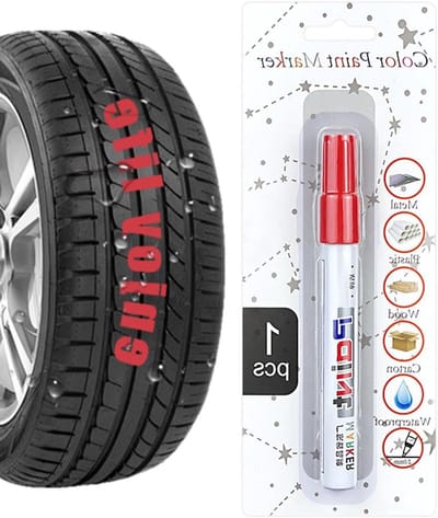 Autoverfpen - Bandenmarker - Voertuig personaliseren - Waterdichte formule - 1 Stuk - Rood