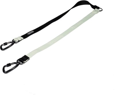 Boondog Twin Leash - Koppelstuk voor 2 Honden - Dubbele Riem - Verschillende Lengtes - Karabijnhaken - Voor Twee Honden - White/Black - Maat S
