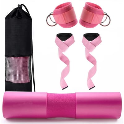 Kit de Coussinet pour Barre de Musculation Sangles de Musculation pour la Salle de Sport Coussinets pour Hip Thrust Haltérophilie Soulevé de Terre Sangle de Cheville pour Salle de Sport Bande pour Fessiers Hommes et Femmes Salle de Sport à Domicile Entraî