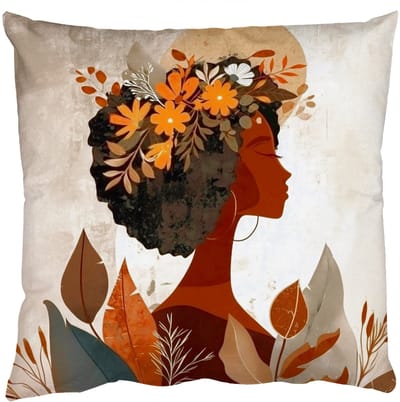 Sierkussens - Kussentjes Woonkamer - 50x50 cm - Vrouw - Krullen - Bloemen - Beige