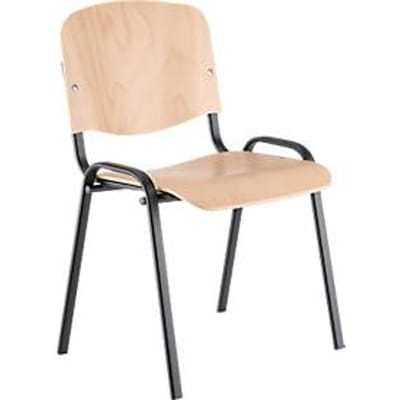 Nowy Styl bezoekersstoel ISO WOOD, zonder armleuningen, stapelbaar tot 10 stuks, B 460 x D 400 x H 450 mm, beuken/zwart
