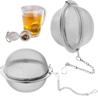 Infuseur voor Thee en Koffie, Boule van 4.5 cm, 2 Stuks van RVS met Fijne Zeef en Ketting voor Losse Thee, Koffie en Kruiden, Vaatwasserbestendig