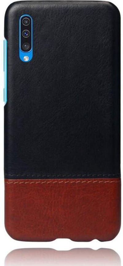 Shop4 - Geschikt voor Samsung Galaxy A50 Hoesje - Harde Back Case Retro Zwart en Bruin