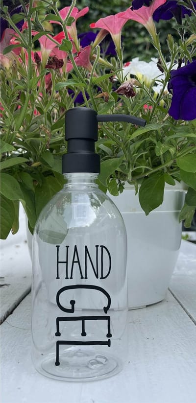 BBBLS® Design Dispenser "Handgel" | Transparant Kunststof | 500ml | RVS / Metaal Pomp Zwart | Zeeppomp | Zeepdispenser | Zeephouder