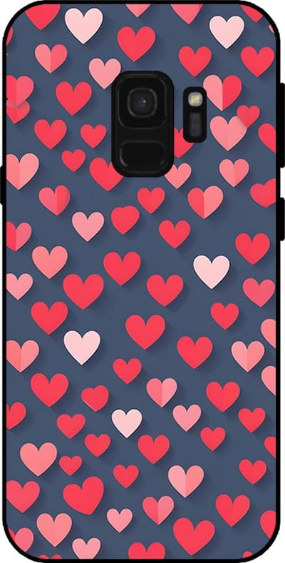 Smartphonica Telefoonhoesje Geschikt voor Samsung Galaxy S9 met Roze en Rode Hartjes Opdruk - TPU Backcover Case With Rosé and Red Heart Design geschikt voor Samsung Galaxy S9