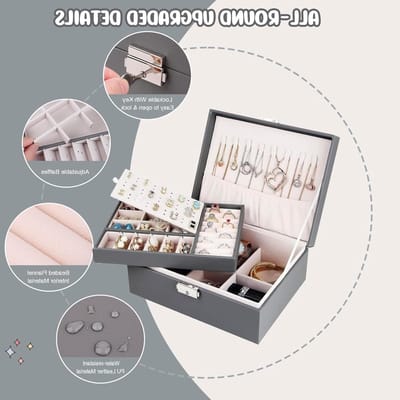 Grote Sieradenopbergdoos voor Dames en Meisjes, 2 Laags Sieraden Organizer voor Kettingen, Ringen en Armbanden