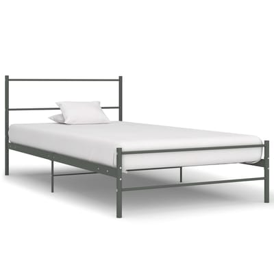 vidaXL - Bedframe - metaal - grijs - 90x200 - cm