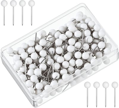 Witte Punaises - Kleine Kop Pinnen - Thuis Kantoor - 200 Stuks - 1/8 Inch - Wit