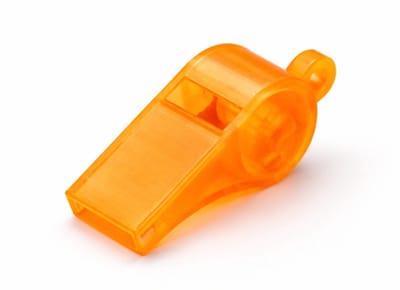 Noodfluit - Doorzichtig Oranje - Met balletje - Geprint - 100+ decibel - Fluitje
