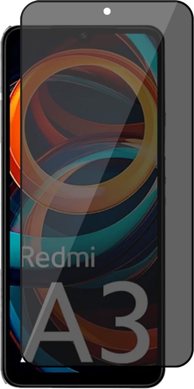 Privacy Screenprotector geschikt voor Xiaomi Redmi A3 - Volledig Dekkend Glas Screen Protector