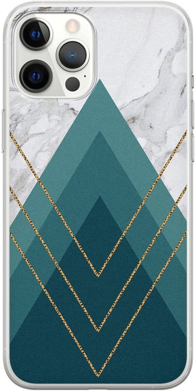 Leuke Telefoonhoesjes - Hoesje geschikt voor iPhone 12 Pro Max - Geometrisch blauw - Soft case - TPU - Print / Illustratie - Blauw