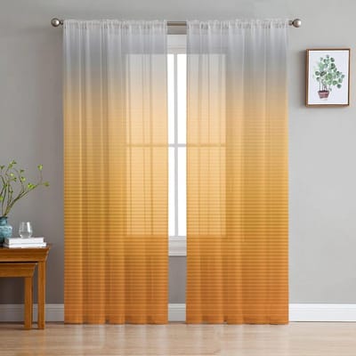 Grijs Zwart Verloop Tule Gordijnen Woonkamer Keuken Chiffon Slaapkamer Balkon Transparant Mode Huisdecoratie 135W x 183H(cm)