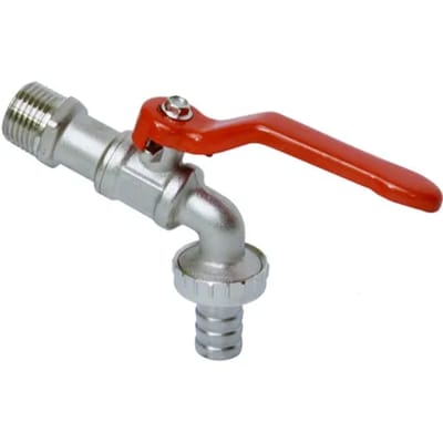 Sanivesk Tap-kogelkraan Met Hendelbediening + Slangwartel Nikkel ( Buitendraad X Buitendraad ) 1/2" X 3/4"
