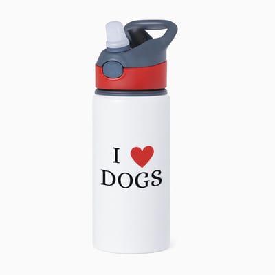 Hacebo® - I love dogs waterfles met rietje rood - Honden - cadeau honden liefhebber - cadeau - dog lover - water fles - 650ML