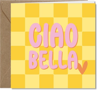 FSC-papier | Duurzaam | Inclusief envelop kraft | 4 wenskaarten | Ciao bella, liefs, valentijn | BOLD collectie
