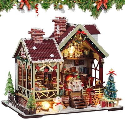 Mini Huis Bouwpakket - 3D Boekenplank Decoratie - Creatief Knutselen - Gedetailleerd Miniatuurontwerp - 237 x 17 x 195 cm