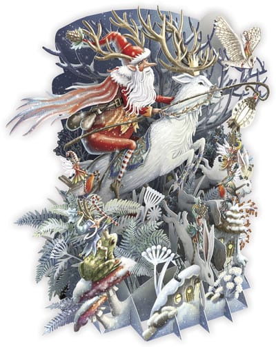 3D-Pop Up Wenskaart Midnight Woodland - Laser gesneden kerstkaart