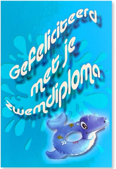Gefeliciteerd met je Zwemdiploma - Geslaagd Zwemdiploma wenskaart - 12 x 17 cm - gevouwen kaart Inclusief envelop