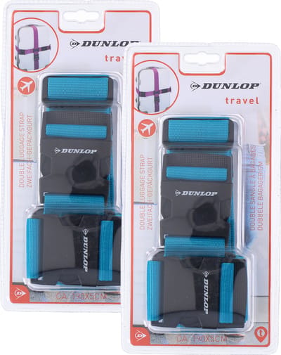 Dunlop Kofferriem - 4x - verstelbaar - blauw - 190 cm x 5 cm - polyester/kunststof - bagageriem